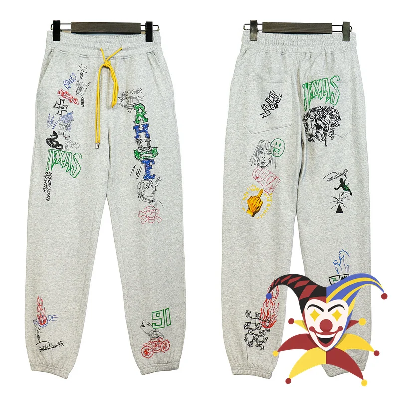 

Graffiti Rhude Sweatpants Men Women 1:1 Best Quality Rhude Drawstring Jogger Trousers Pants