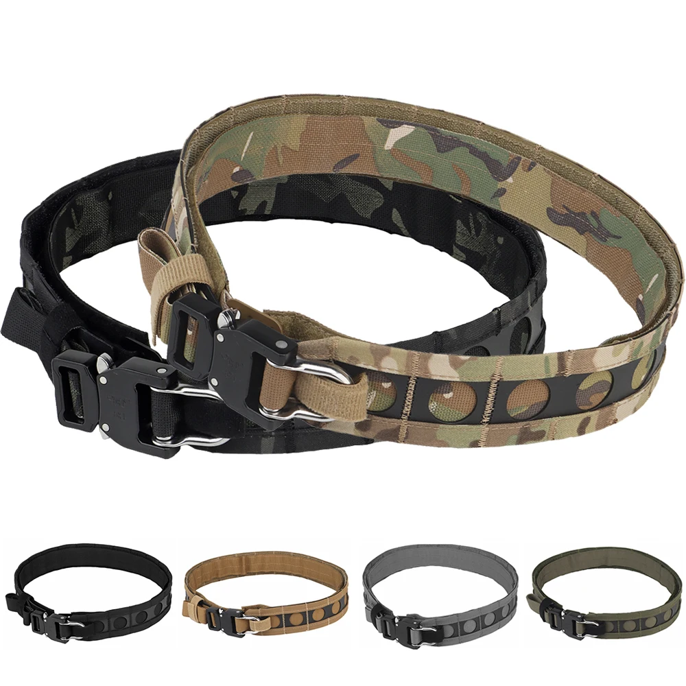 

Tactical Military Belt Outdoor Hunting Airsoft Combat Survival Bison Battle Belt High Quality Molle 2 in 1 Men's Belt Waistband
