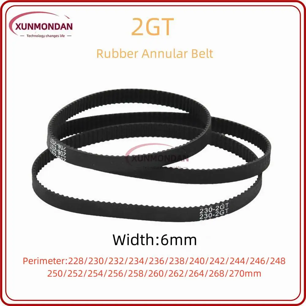 

Xunmondan 2GT/GT2 Timing Belt 228/230/232/234/236/238/240/242/244/246/248/250/252/254/256/258/260/262/268/270mm Belt Width 6mm