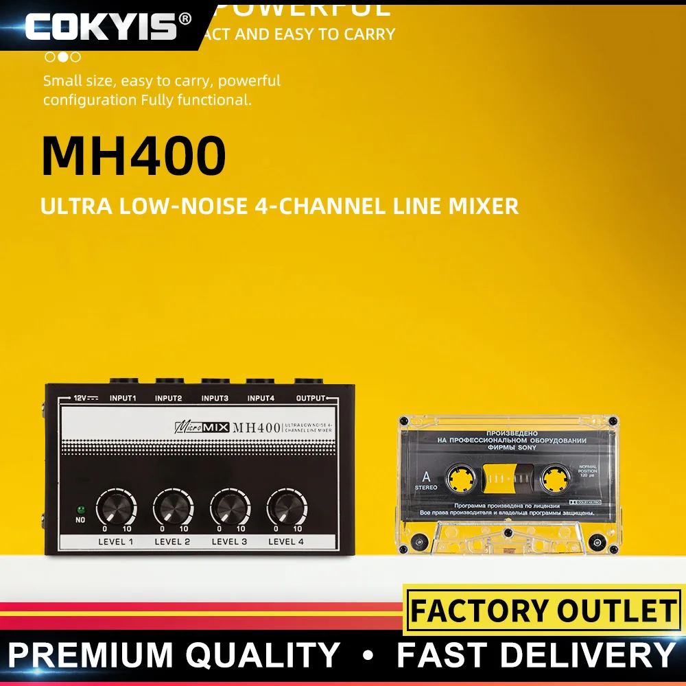 Миниатюрный линейный миксер MH400 с низким уровнем шума 4 канала аудиомиксер и 3