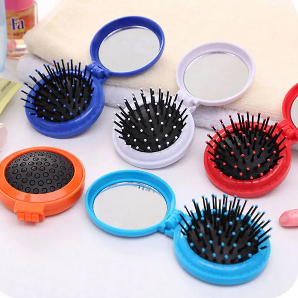

Портативная дорожная расческа карманного размера, компактные косметические инструменты, косметическое зеркало в комплекте, складная щетк...