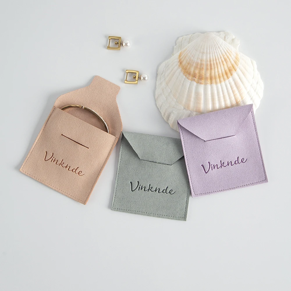 100Pcs/Lot Microfiber Jewelry Bag Envelope Velvet Pouch for Necklace Ring Earring Wedding Gift USB Disk Organizer Can Print Logo