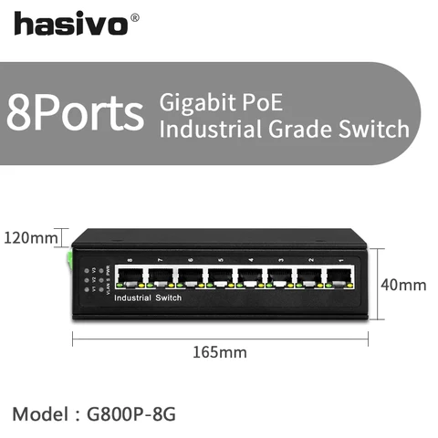 Неуправляемый промышленный 8 портов PoE или без переключателя PoE с 100 м и 1000 м Rj45