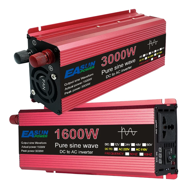 

Easun Solar 3kw 3000 Watt 12V 24V Dc to AC 120V 220V 1000W 1600W 2200W Car RV Power Pure Sine Wave Inverter 3000w