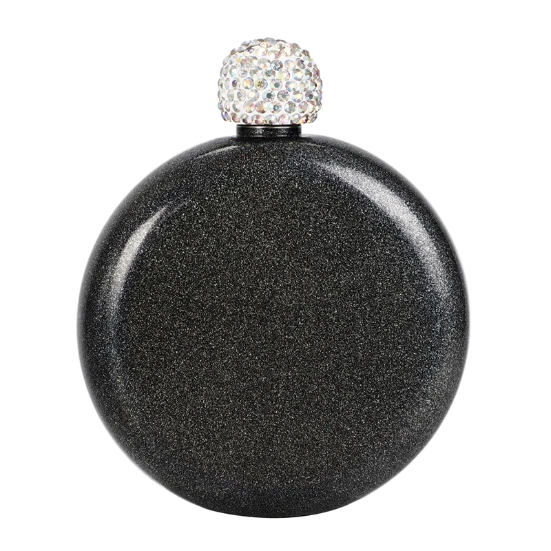 

Round Portable Hip Flask 304 Stainless Steel Hip Flask Creative Crystal Lid Women's Wine Bottle Wine Exquisite Accessories