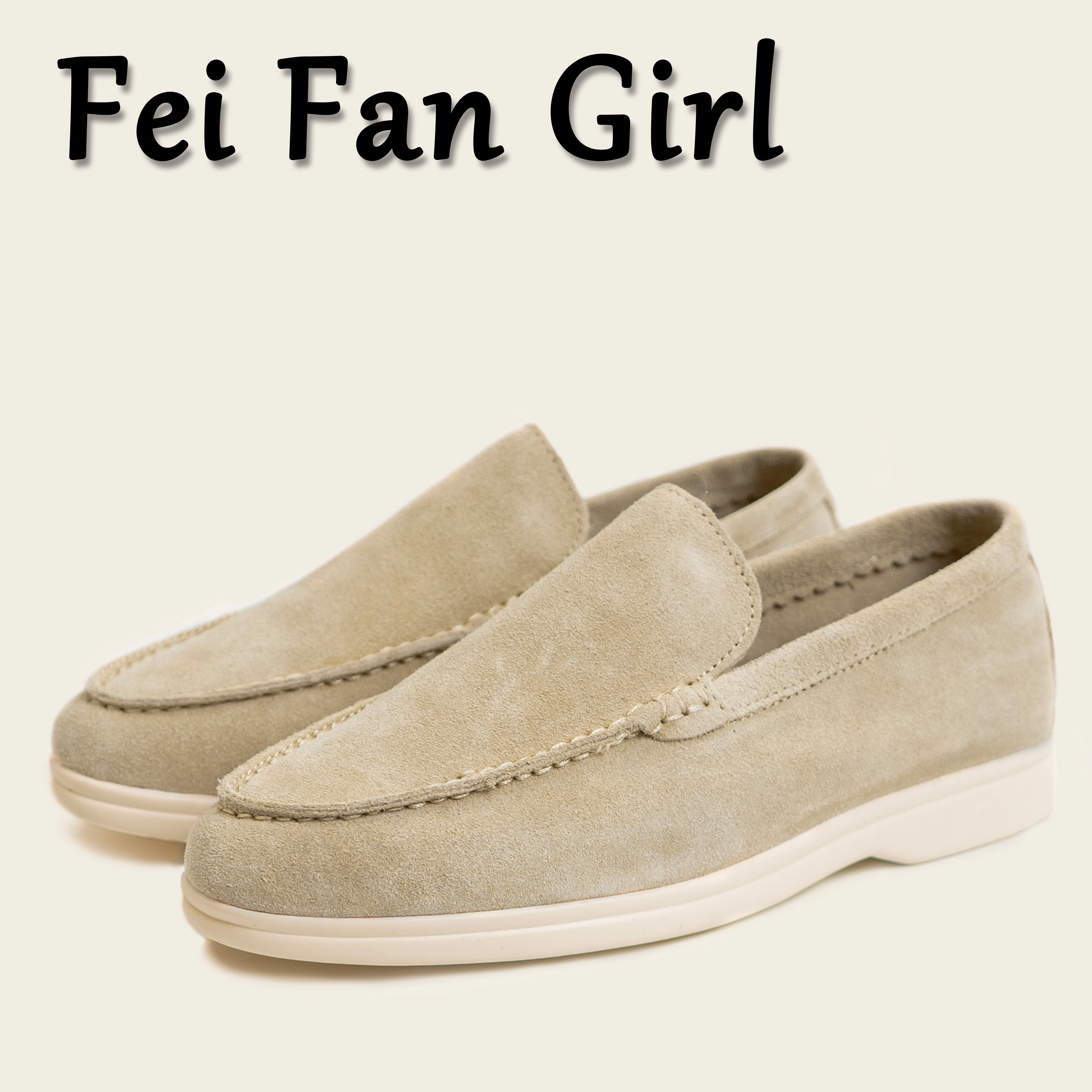 Genuine Leather Women's Loafers Flat Bottom Casual Shoes Women's  Metal Lock Design Tassel Metal Buckle Slip-On Mules