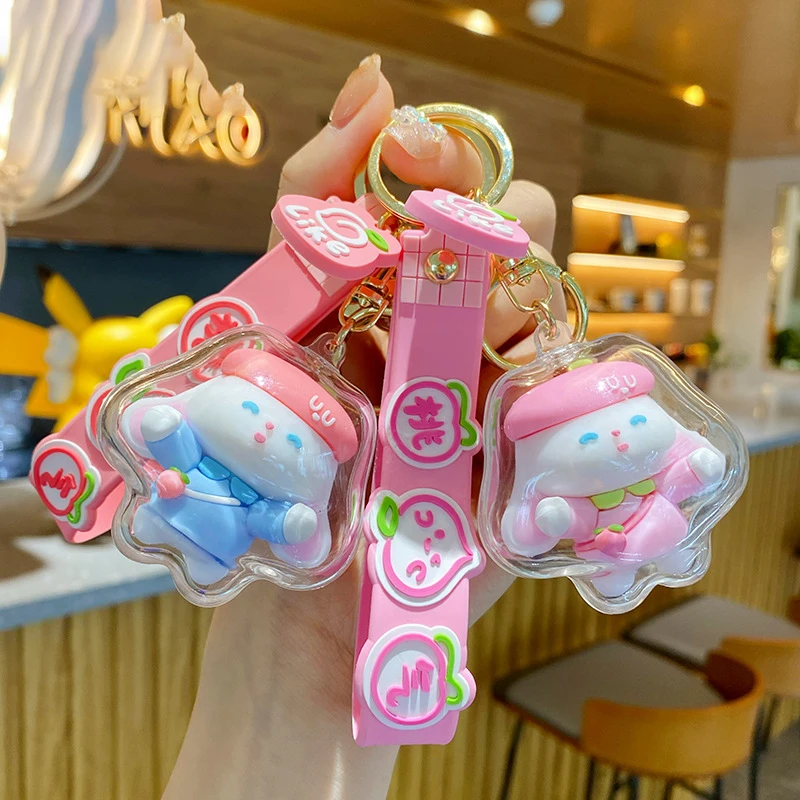 Брелок для ключей с длинными ушками кролика из мультфильма милый аниме синий