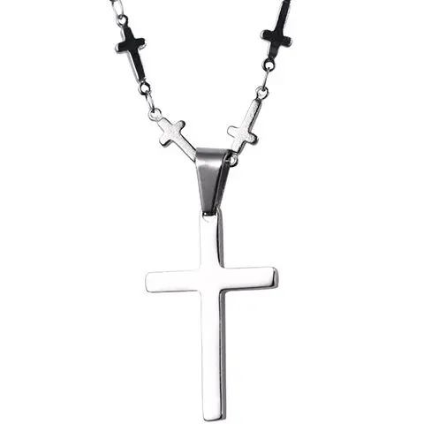 

Titanium Steel Glossy Cross Necklace Men's and Women's Cross 50cm Lanyard