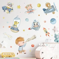 3090cm 2 sheets animal aircraft stickers sky stars astronaut cartoon children room door stickers self adhesive wall stickers