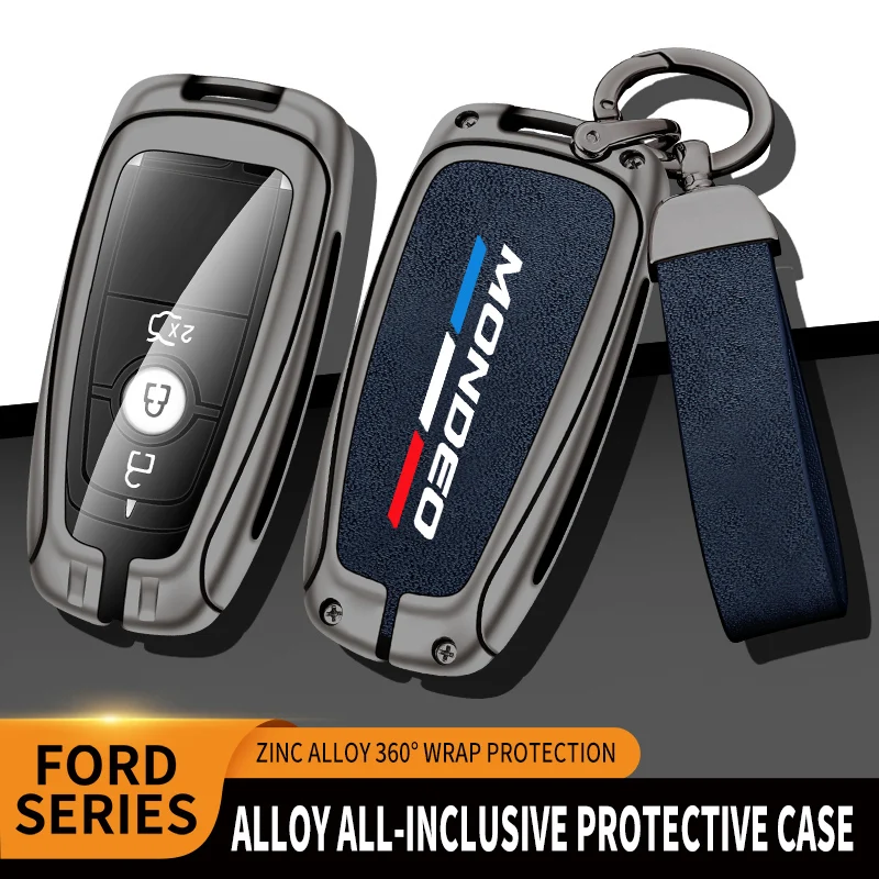 

New Auto TPU Zinc Alloy Key Case Bag For Ford MONDEO Logo Car Key Chain Car Metal Key Shell Car Interior Decoration Accessories