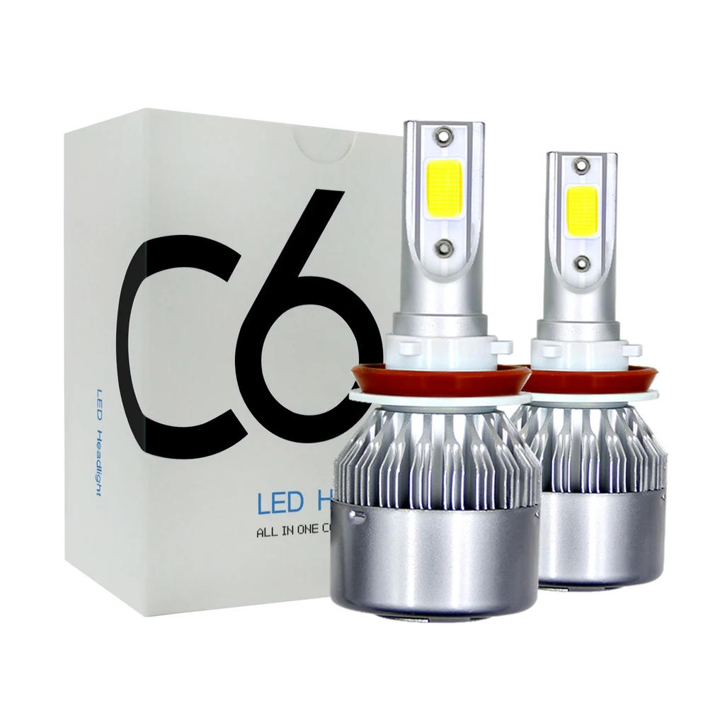 

C6 2Pcs LED Car Lights Bulbs H27 880 H3 881 HB2 9004 H7 H4 H1 H8 H9 HB4 H11 9006 9005 Auto Headlights 80W COB 6000K 3000K 8000Lm