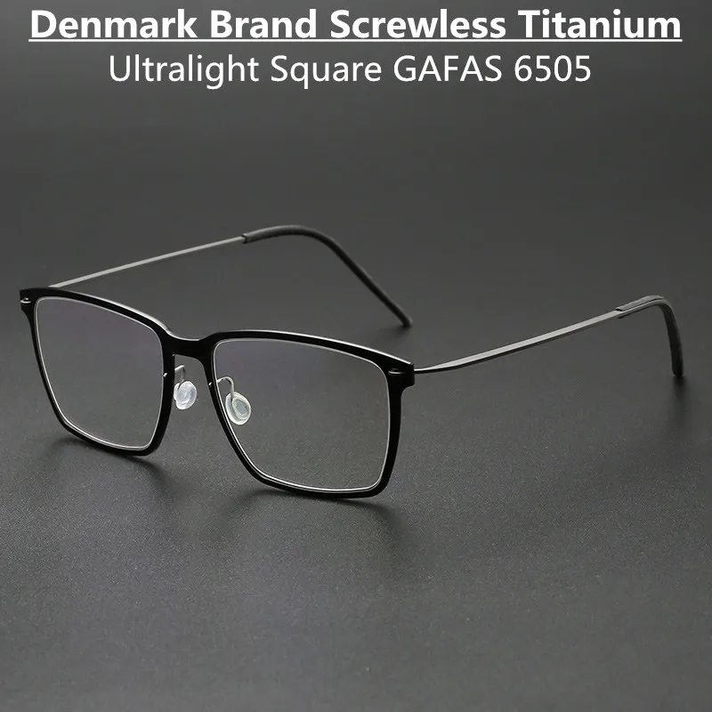 Denmark Brand Titanium Prescription Eyeglasses 6505 Men Square Ultralight Screwless Glasses Frame Women Myopia Optical Spectacle |