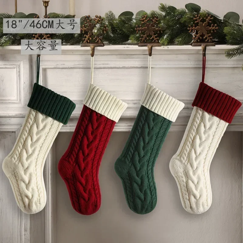 

Christmas Stockings Sack Xmas Gift Candy Bag Noel Decorations for Home Navidad 2022 New Year Sock Tree Decor
