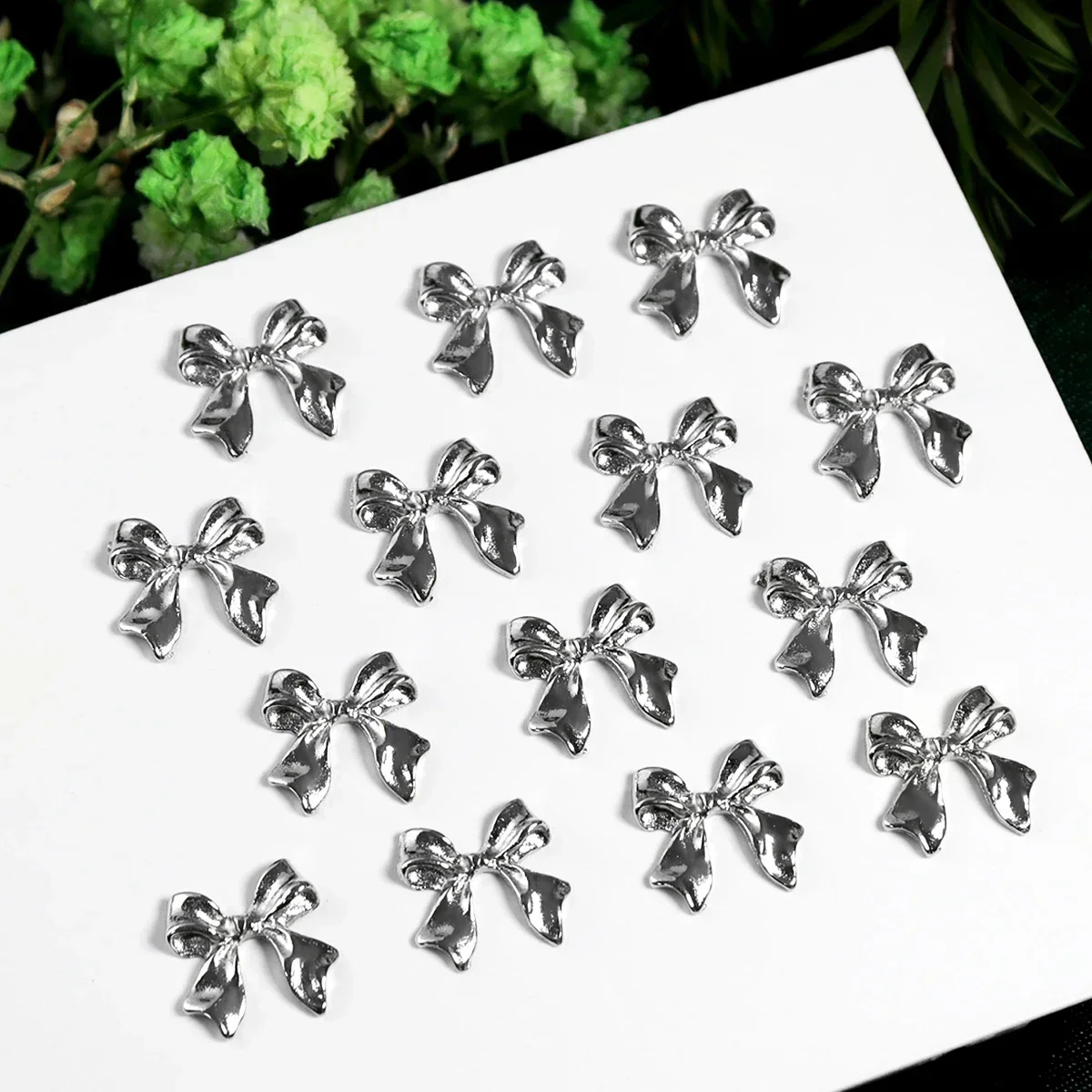 20 шт. Y2K металлическая лента с бантом для дизайна ногтей подвески Kawaii 3D украшения