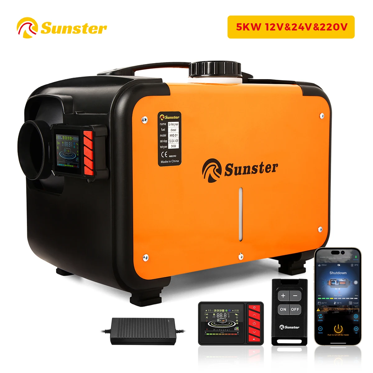 Новый Дизельный парковочный обогреватель Sunster 12 В, 24 В и 220 В 5 кВт