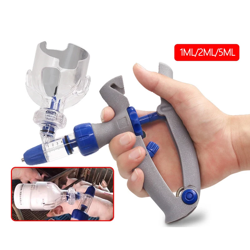 

1/2/5ml Automatic Continuous Syringe Animal Adjustable Syringe Pig Chicken Bird Poultry Durable Vaccine Injector Veterinary Tool