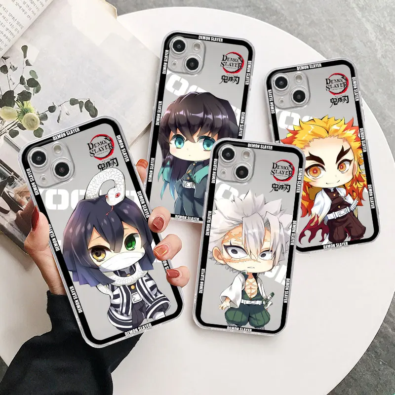 

Soft Silicone Case for iPhone 14 Pro Max 13 12 Mini 11 Pro XR XS X 8 7 6 6S 14Plus Shell Cover Funda Demon Slayer Lovely Cartoon