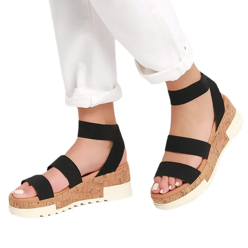 

Women's Thick Bottom Sandals Outside Solid Color Thick Bottom Ankle Trip Straps Casual Versatile Women's Sandals