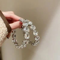 new trend shiny rhinestone hoop earrings womens earrings dinner party wedding fashion statement luxury jewelry accessories