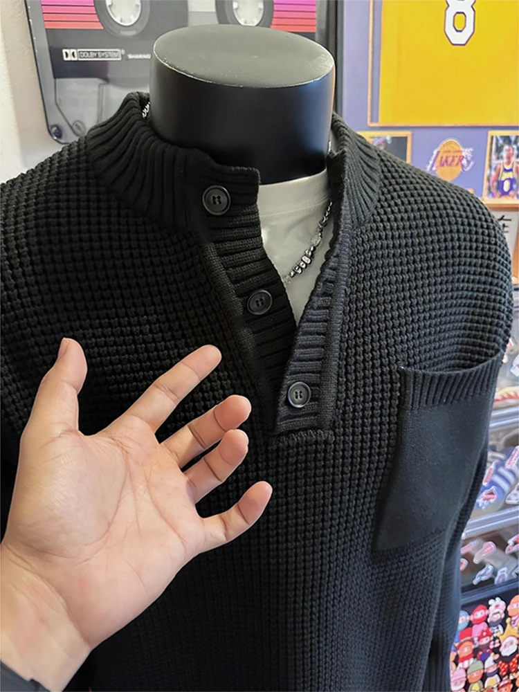 Свитер с воротником Генри Old Money Sle мужской зимний свитер v-образным вырезом и