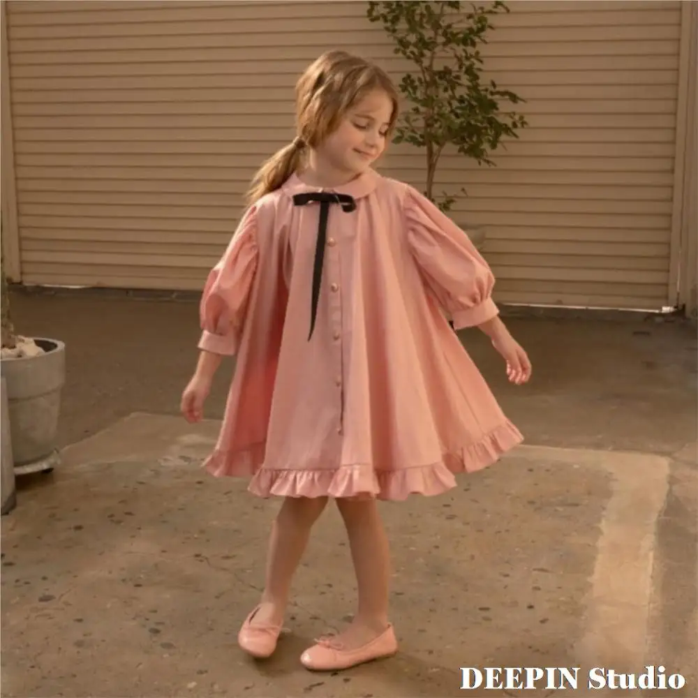 

DEEPIN Studio 2022 Spring&Autumn New Spanish Style Pink Puff Sleeve Princess Birthday Performance Dress cute Holiday Party Dress