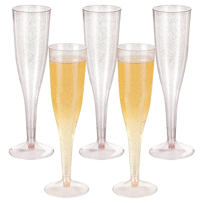 

Розовые, золотые, блестящие пластиковые бокалы для шампанского, бокалы для вина, прозрачные пластиковые бокалы с блестками для вечеринки, о...