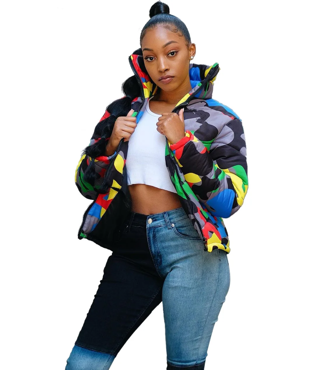 JCamouflage Printing Dyeing Jacket Woman Winter 2023 Demi-season Parka Female Spring New In Outerwear Vest Quilted Coat Oversize