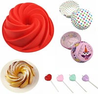 silicone baking pans fluted bundt cake molds and 200pcs paper muffin cupcake liners heart candles red 9 inch