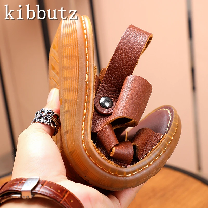 Сандалии мужские из натуральной кожи Босоножки с открытым носком повседневная