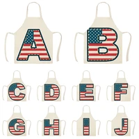 letter america pattern kitchen aprons for woman man home cooking baking shop cleaning cotton linen apron wq1422