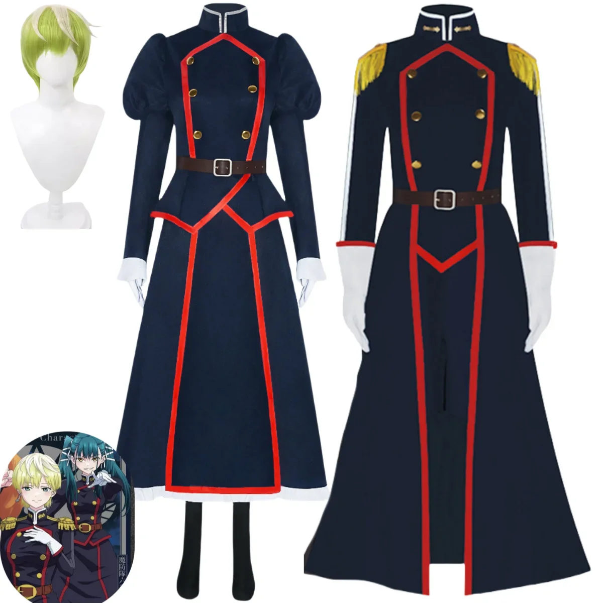 Аниме цепочка солдат азума яхтихо изумо тенка косплей костюм парик черная боевая