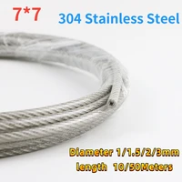 10-50 Meters PVC Coated Flexible Wire Rope Soft Cable Transparent Stainless Steel Clothesline Diameter 1mm/1.5mm/2mm/3mm