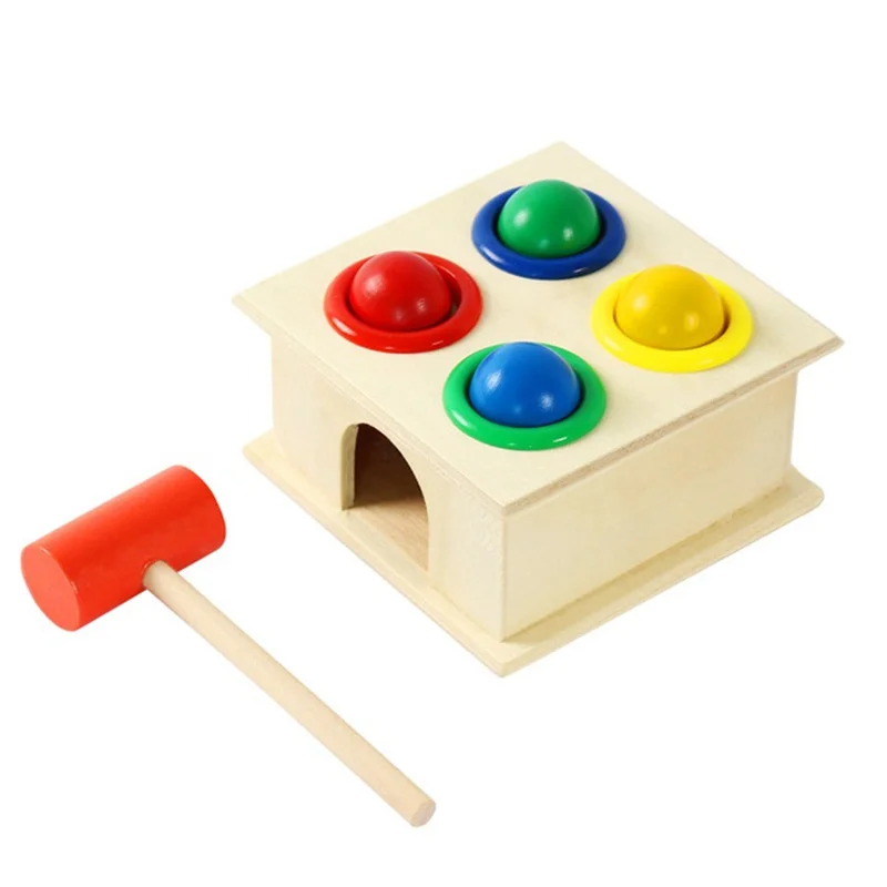 Wooden Hammering Ball Game Knocks Toys Montessori For Childr