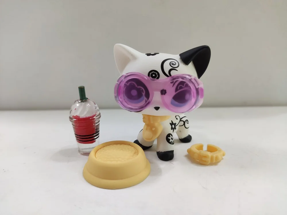 

LPS Toys Rare Pet Shop Custom OOAK Flower graffiti COLLIE Cat White W/Accessories Figure