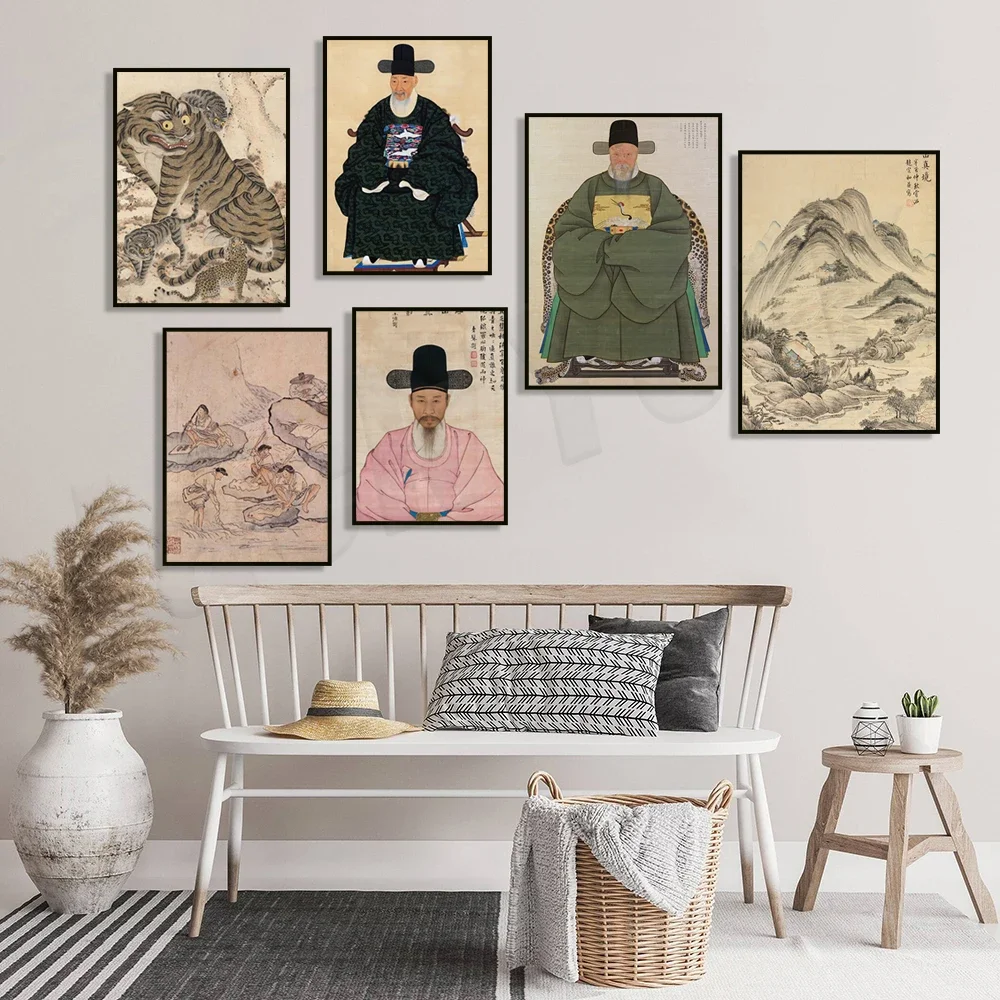 Korean Traditional Posters Antique Folk Art Huahu Kang Lo Portrait Congressman Lee Sung-won Asian