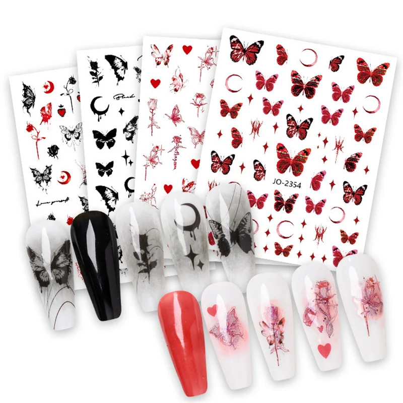 

Наклейки для ногтей в виде бабочек, звезд, Луны, цветов, водные переводные наклейки для ногтей, клейкие стикеры для дизайна ногтей, аксессуары