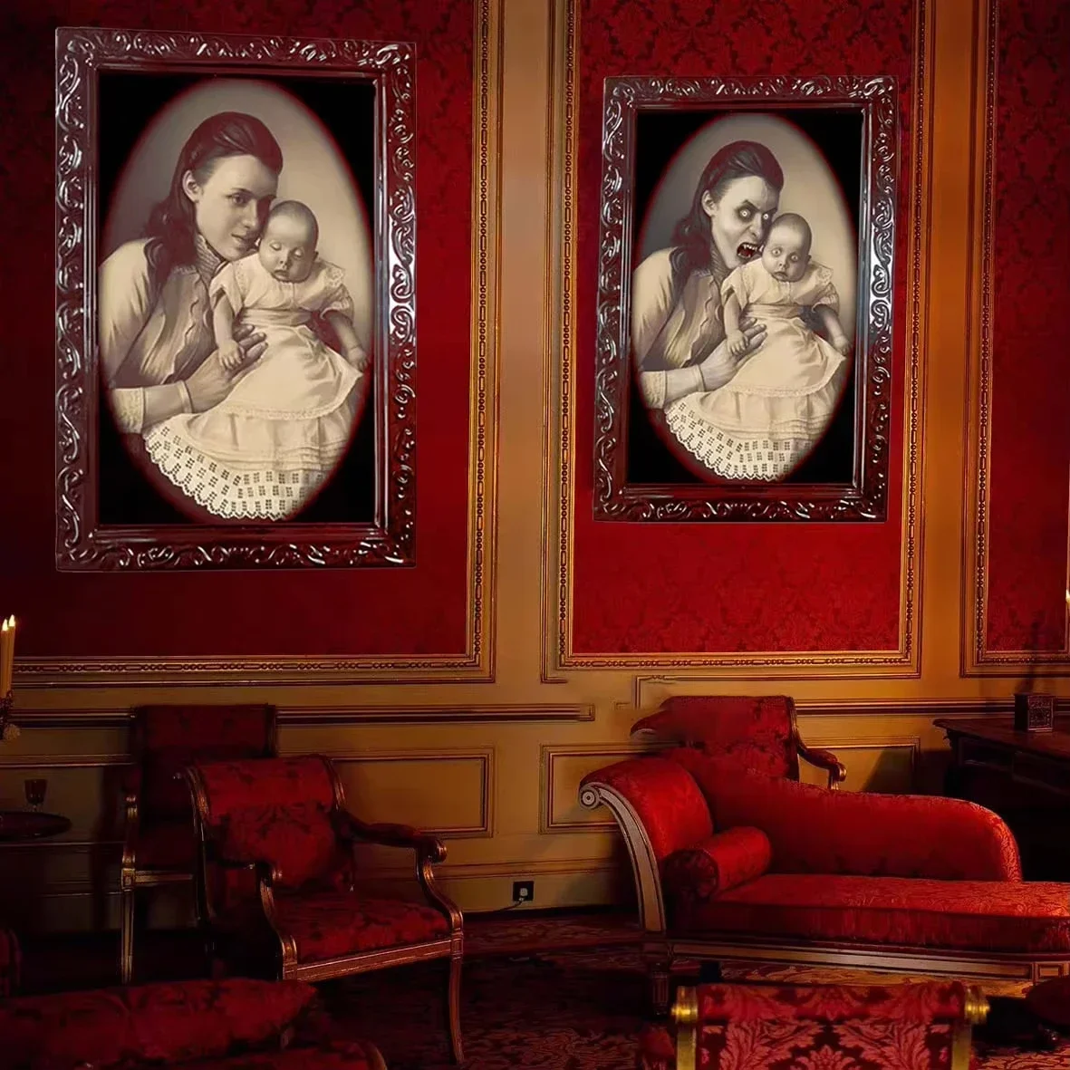 Украшения на Хэллоуин 3D сменное лицо подвижная фоторамка портретный дом уличный