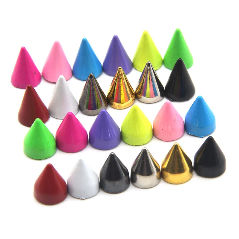 

2000sets 7*10mm Bullet Cone Colored Studs And Spikes For Clothes DIY Handcraft Garment Rivets For Leather Bag Shoes