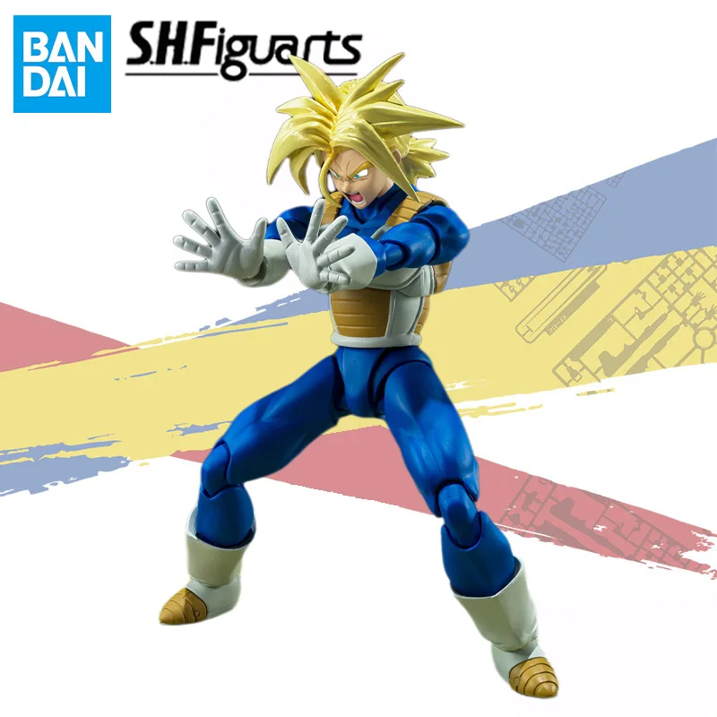 Bandai Original S.H.Figuarts SHF Dragon Ball Z Super Saiyan Trunks Vegeta IV Anime Action Figure Finished Model Kit Toy Gifts