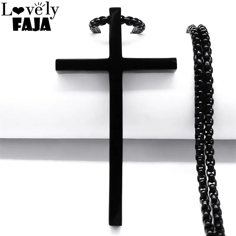

Stainless Steel Fashion Cross Necklace Women Men Christian Punk Hip Hop Friendship Faith Crucifix Necklaces Jewelry Gifts XH202