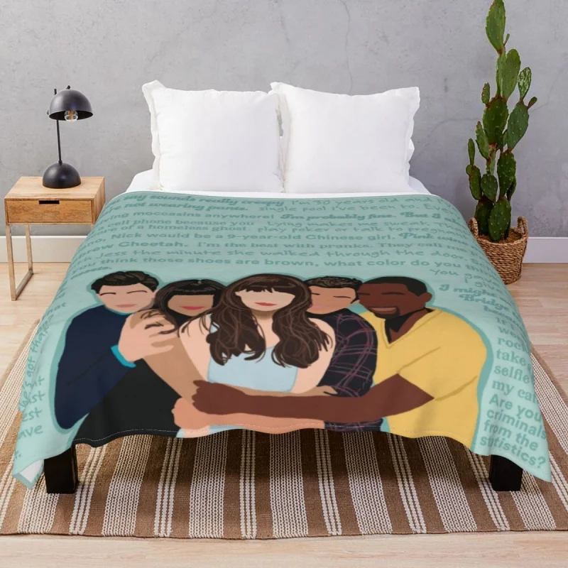 

New Girl Cast And Quotes Thick blankets Fce Spring/Autumn Lightweight Thin Throw Blanket for Bed Sofa Camp