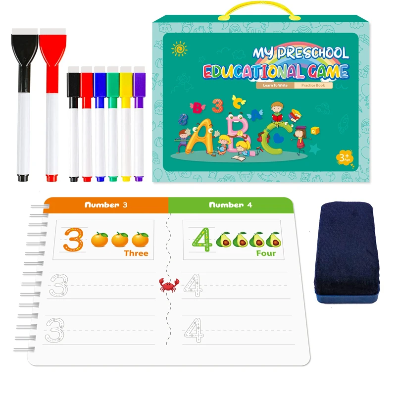 

2022 New Alphabet Number Practice Reusable Kids Toddlers Pen Control Training Toys Tracing Workbook