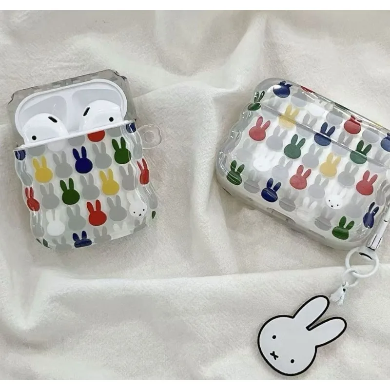 Фото Новый милый чехол для наушников Miffy с цветочным принтом и ушками кролика, защитный чехол для Air Pods Pro 4 3 2 1 №5