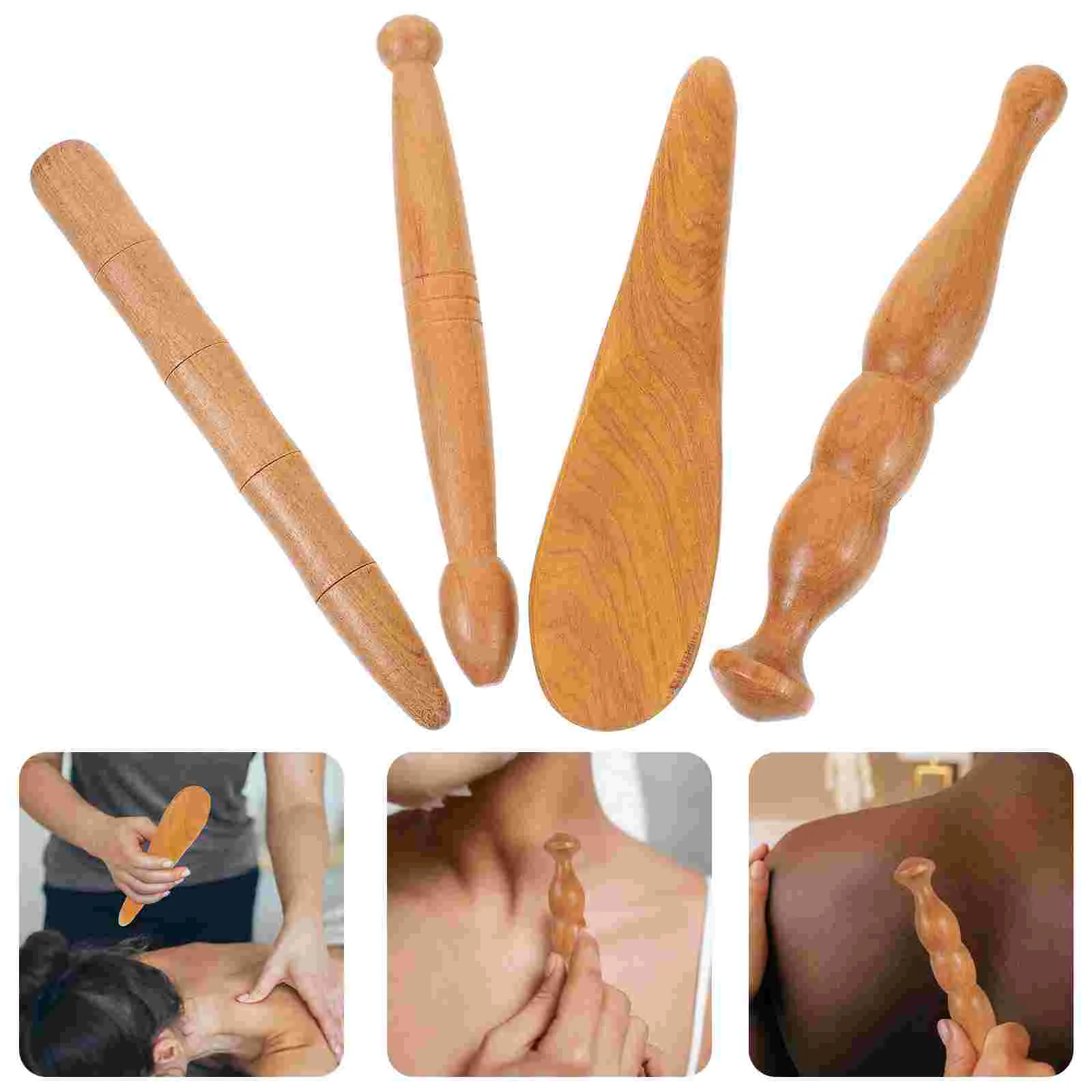 

4 Pcs Foot Massager Scraping Bar Massaging Supply Sole Sticks Unique Cellulite Wood Tool Acupoint Wooden Rod Beauty Gadget