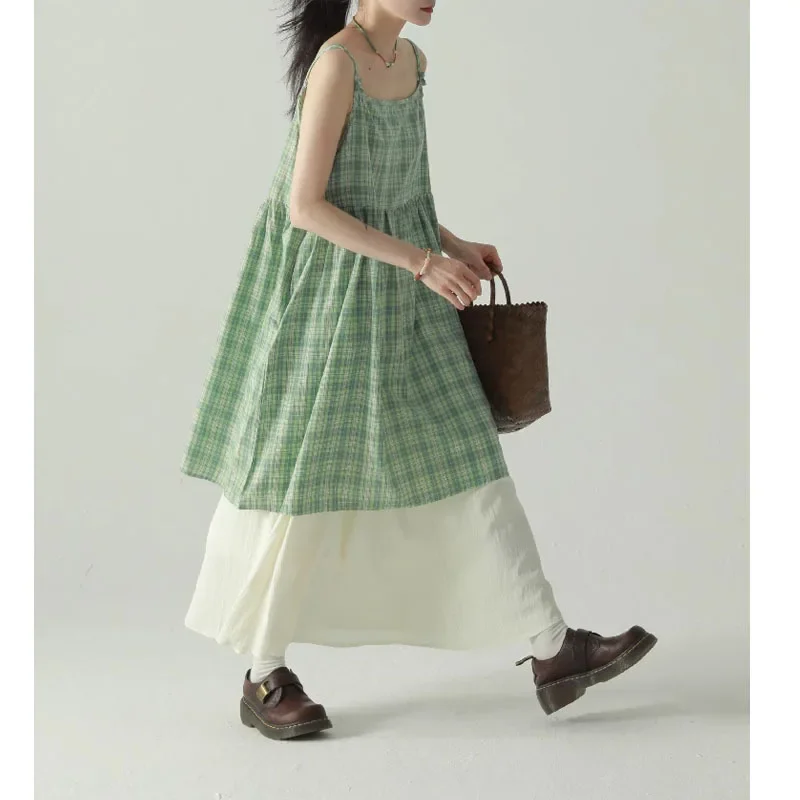 х зеленого клетчатого мини-платья художественное милое женское платье-майка со