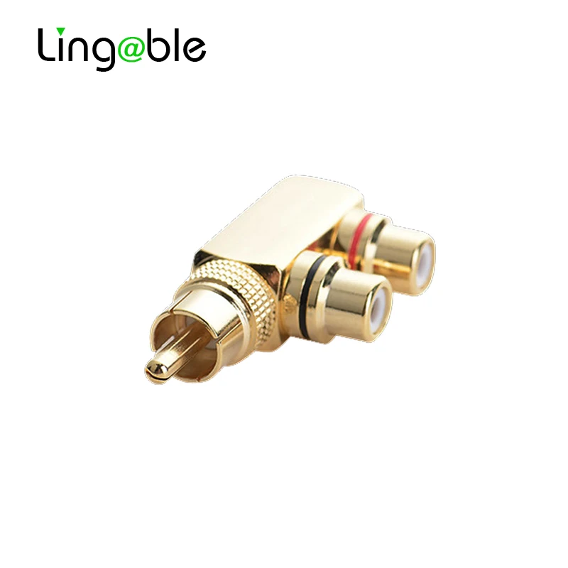 Переходник Lingable RCA 1 штекер на 2 гнезда F разъем позолоченный AV аудио сплиттер вилка конвертер динамик