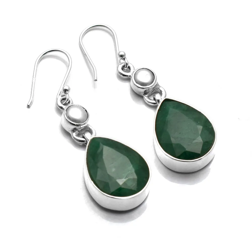 

Genuine Emerald 925 Sterling Silver Earrings, 40 mm, AE2746