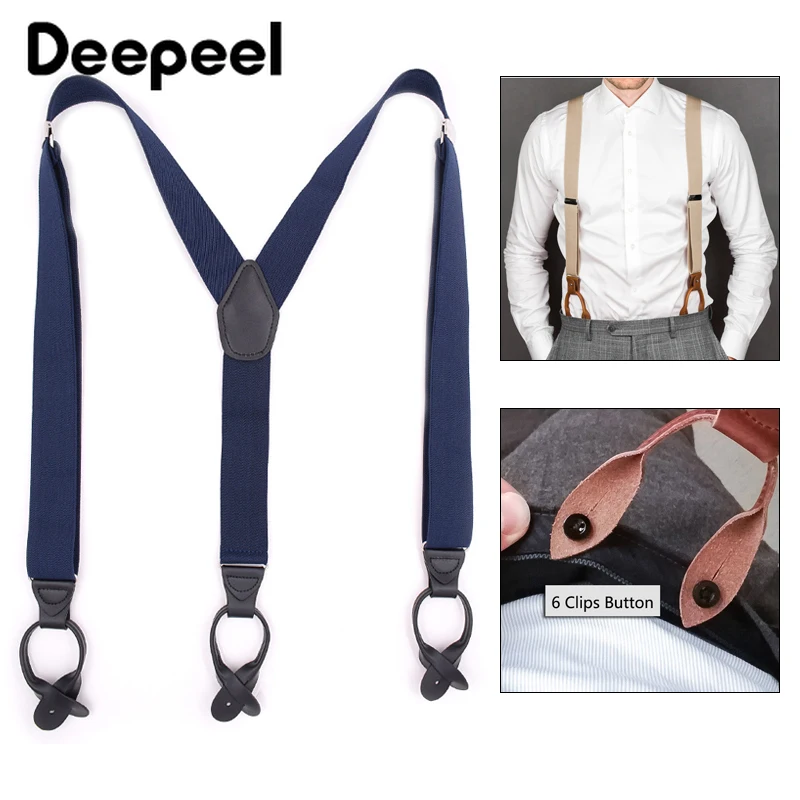 

Широкие мужские подтяжки с 6 зажимами, Y-образные эластичные рабочие подтяжки для взрослых, деловой Подарочный бандаж для мужчин