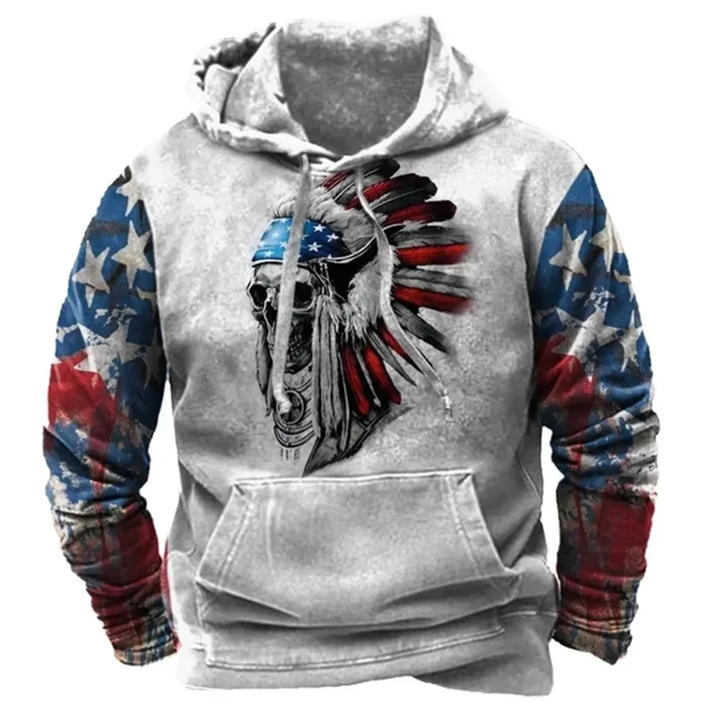 

Men's Retro Indian 3D Printed Hooded Sweatshirt 2023 Versatile TopHarajuku Street Neutral Long Sleeved Casual Sweater Autumn