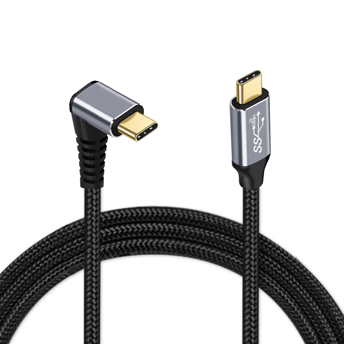 

USB3.1 USB-C Type-C Male to Male 90 Degree Up Down Angled to Straight for Laptop & Phone 10Gbps 100W Data Cable